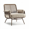 Fauteuil en rotin synthétique et tissu beige 70 x 80 x 85cm pour salon