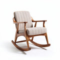 Chaise rocking en bois avec tissu beige dimensions 75 x 62 x 90cm