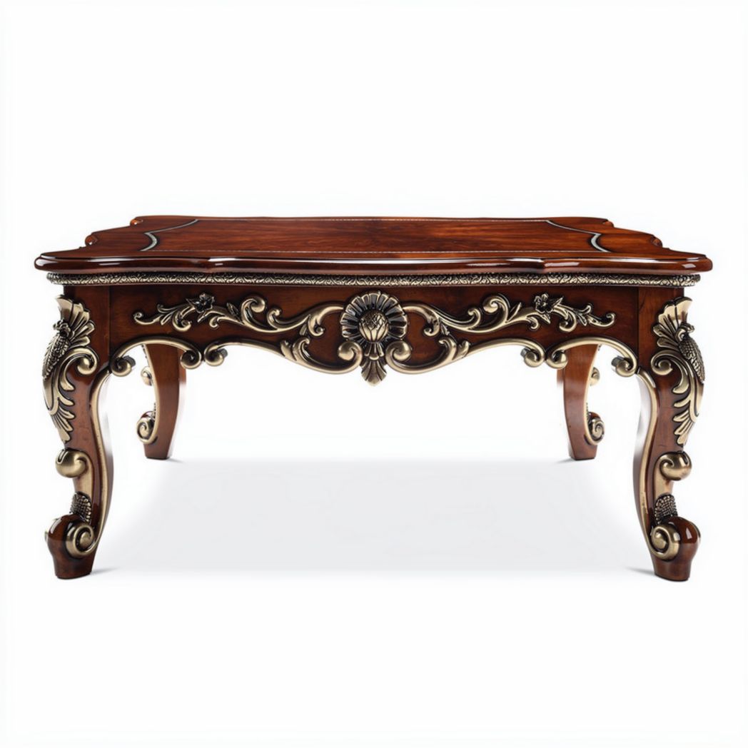 Table basse en bois avec finition dorée 120 x 70 x 45cm pour salon