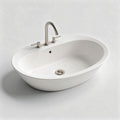 Baignoire ovale en céramique blanche avec robinetterie chromée 70 x 40 x 20cm