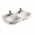 Basin double en céramique blanche pour salle de bain dimensions 78 x 50 x 14cm