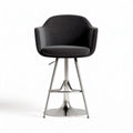 Tabouret de bar ajustable en tissu noir et métal 45 x 45 x 100cm