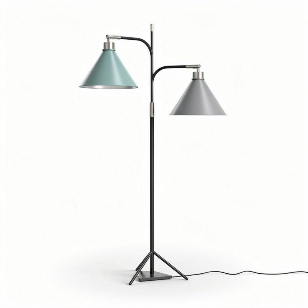 Lampadaire à double abat-jour en métal noir et couleurs assorties 45 x 20 x 150cm