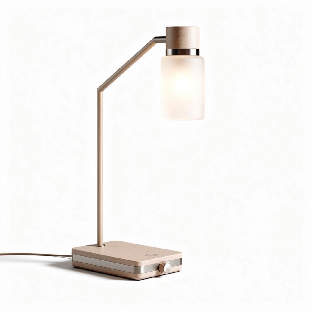 Lampe de bureau en métal avec abat-jour en verre blanc 35 x 15 x 45cm