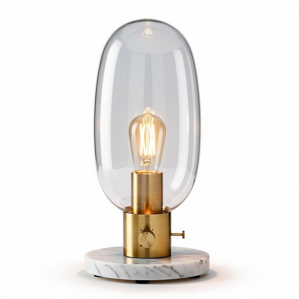 Lampe de table en marbre avec diffuseur en verre 25 x 25 x 40cm