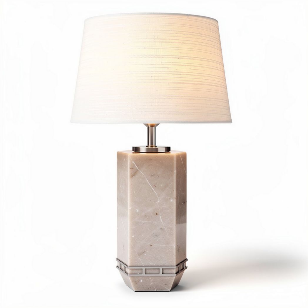 Lampe de table en marbre blanc avec abat-jour en tissu 30 x 20 x 50cm
