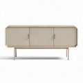 Meuble de rangement en bois avec portes en relief 120 x 40 x 75cm couleur beige