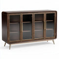 Buffet en bois avec portes en verre gris 160 x 40 x 80cm destiné à un usage intérieur