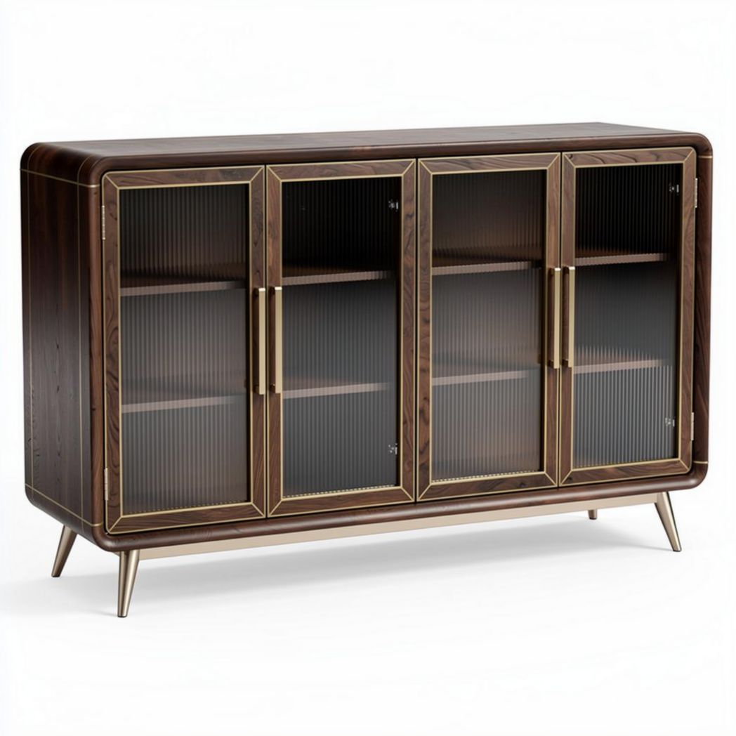 Buffet en bois avec portes en verre gris 160 x 40 x 80cm destiné à un usage intérieur
