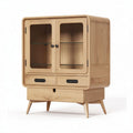 Buffet en bois de chêne de 80 x 40 x 100 cm avec deux portes vitrées et tiroir