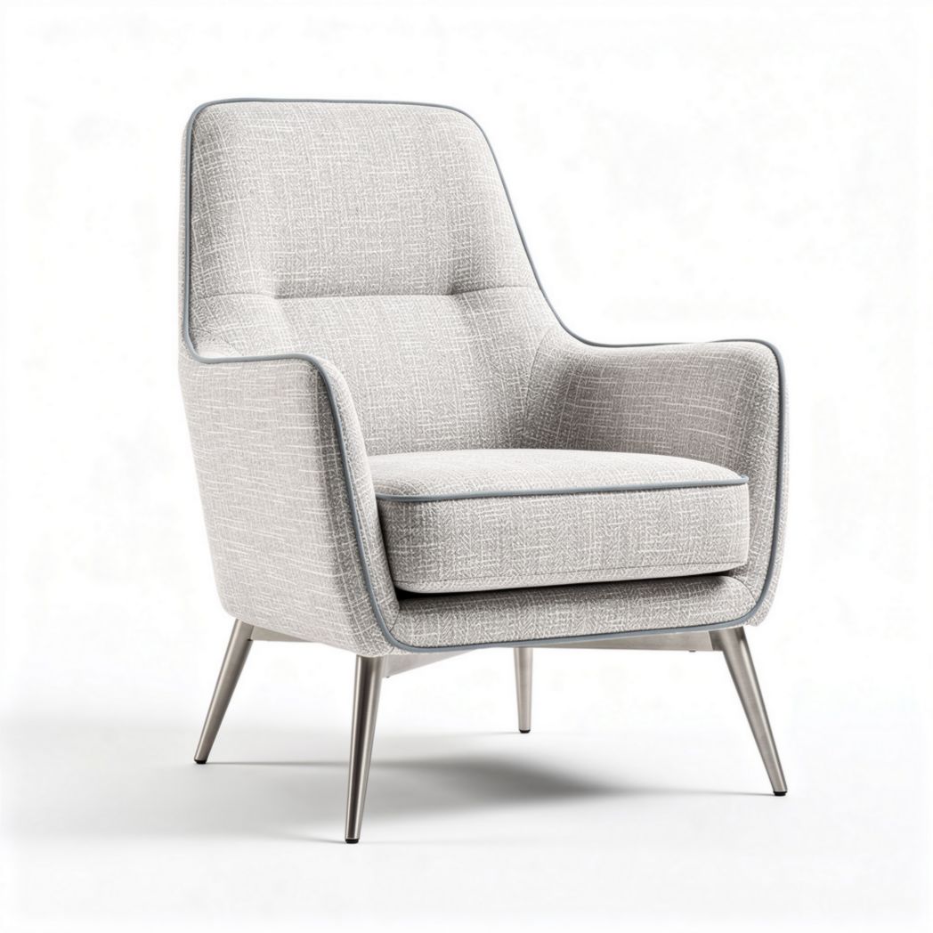 Fauteuil en tissu gris clair avec pieds en métal 80 x 70 x 90cm