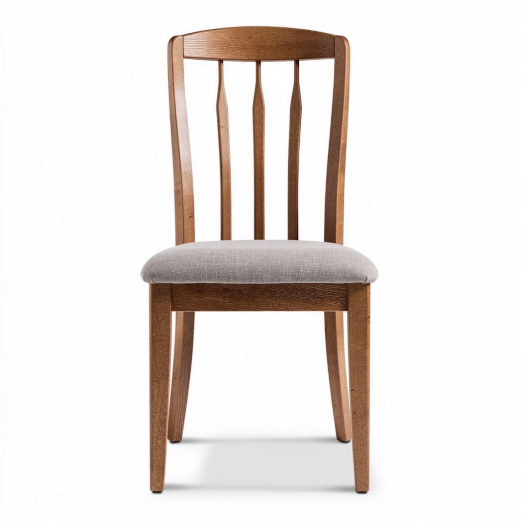 Chaise en bois de hêtre avec assise en tissu beige dimensions 45 x 45 x 90cm